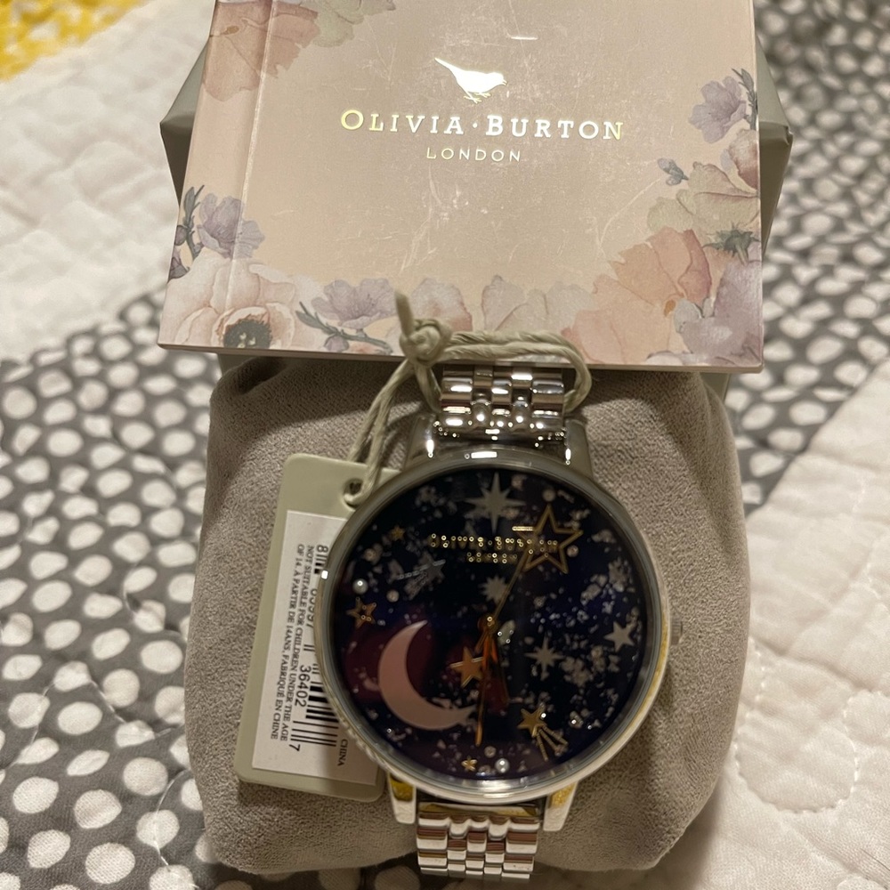 Olivia Burton Celestial Navy Dial Silver watch NWT